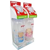 Pigeon 2 Baby feeding Bottles 8 oz/240 ml BPA Free with Silicone nipples Classic size M by Pigeon