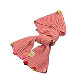 (よキーよ)Yokeeyo ニット帽子 マフラー ケープ 一体型 フード ポンチョ 襟巻 肩まであたたかキャップ 赤ずきんちゃん風マフラー ニットキャップ マルチ毛玉付き 可愛いとんがりハット秋冬 防
