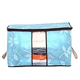 「60*40*35cm」ふとん収納袋 布団衣類収納ケース 着物 仕切り 4種類 (ブルー)