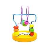 おもちゃ Happy Cherry Mini Colourful Wooden Circles Bead Wire Maze Roller Coaster With Wheels Early Educ