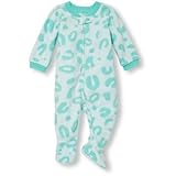 THE CHILDREN'S PLACE(ザ・チルドレンズプレイス) レオパード ブランケット スリーパー クリスタルミント スリープウェア 5歳【並行輸入】