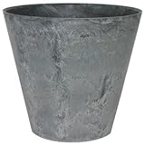 【2個入】底面給水型植木鉢/プランター アートストーン ラウンド型/22cm 底栓付 グレー(灰) 〔ガーデニング用品/園芸〕