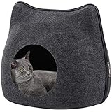 猫ハウス Rakuby 猫ベッド ドーム型 通気性お昼寝 ベッド 四季通用 おしゃれ 丈夫 可愛い猫耳型 ペット寝袋 綿の敷き物付き ぐっすり眠れる あったかハウス 室内用 キャットハウス 洗える ネコベッド ネコ いぬ 猫寝床 ウサギ 猫犬小動物用