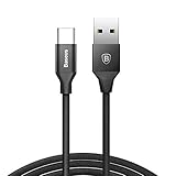 usb type c ケーブル Baseus3.0A急速充電ケーブル ナイロン織り10000回以上の曲折テスト 5Gbps高速データ転送1.2M type c ケーブル (レッド)