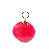 アンジェリツコ ファー チャーム ＜ ポンポン ふわふわ ＞ バッグチャーム アクセサリー ストラップ ラビットファー風 (ホットピンク)