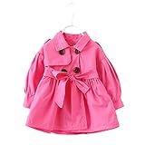 YUEGUANG 子供服 コート 女の子 ウインドブレーカー ベビー服 ジャケット ダブル ベルト付き 春秋 レンチコート ファッション カジュアル 普段着 80-110cm (バラ色, 80cm)