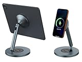 Nillkin（ニルキン）iPad スタンド マグネットリングステッカー付 タブレットスタンド 360°回転ベース スマホとタブレット両用 MagSafe iPhone充電スタンド キッチン用 iPadホルダー オフィスデスクアクセサリー メタルシルバー 充電ステーション Androidタブレット/スマホに対応