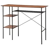 SINAPP カウンターテーブル パソコンデスク 木製 パソコンデスク ラック付き SIK6195 ブラウン