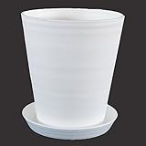 樹脂製ポット セラアート 長鉢 白 φ28.5cm 受皿付／植木鉢