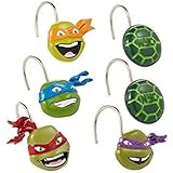 12のセット、樹脂withメタルフックMutant Ninja Turtlesシャワーカーテンフック