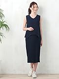 Angeliebe エンジェリーベ マタニティ ワンピース 授乳口付き フライス Vネック ノースリーブ ドッキング ワンピ 妊婦服 産前 産後 M ～ L ネイビー 22038 22038202