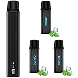 電子タバコ VAPE スターターキット 本体 15000回吸引 カートリッジ 3個入り POD LEDディスプレイ搭載 残量表示 使い捨て 使用簡単 メンソール入り 爆煙 禁煙 ベイプ コスパ ニコチン0 タール0 IM4型 TORIDO (スーパーミント*3+バッテリー*1（黒）)