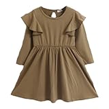 enchante petit(アンシャンテ プティ) キッズ 子供 バックリボン付肩フリル長袖ワンピース ≪全10色≫ 130cm #カーキ