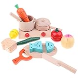 B Blesiya マグネット ごっこ遊び 木のおもちゃ 切る遊び きれる食材 料理 野菜 果物 食べ物 キッチン ままごと 14個