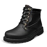 メンズブーツアウトドアシューズウォーキングシューズコンバットブーツジャングルブーツワークブーツショートブーツプラスカシミア (23.5 cm, ブラック)