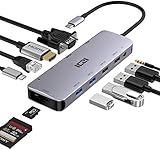 ICZI USB C ハブ 11-in-1, Type C ハブ HDMI 変換アダプタ ドッキングステーション【4k HDMI/VGA/４つ*USB-A/PD 100W/ 1Gbps LAN イーサネット/3.5mmオーディオ/ SD＆MicroSD】デュアルディスプレイ マルチディスプレー MacBook Air/Pro、iPad Pro/Air 4、Surface 、Switchなど