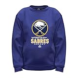 NHL Buffalo Sabres長袖フリースクルーネックトップ、M、ネイビー