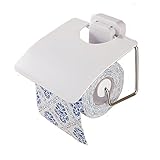 labkissトイレペーパーホルダー、モダン吸盤粘着ドリル、再利用可能な、forバスルームトイレティッシュ紙ロールホルダー蓋、頑丈、ない、ホワイト