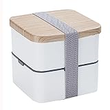 弁当箱 2段 フレッシュランチボックス 1500ml 大容量 汁漏れ防止 白 (四角)