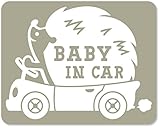 imoninn BABY in car ステッカー　【マグネットタイプ】　No.37　ハリネズミさん　（グレー色）
