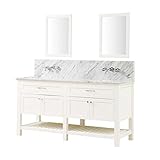 Preswick Spaプレミアム70の。Vanity inホワイトwith Marble Vanity Top inホワイトCarrara with Basinとミラー