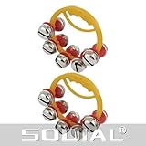 ハンドベル，SODIAL(R)2ｘ3"直径のフレーム　10金属ベル　タンバリンハンドベル　子供用