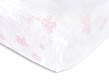 SwaddleDesigns Cotton Muslin Crib Sheet, Pastel Pink Butterflies
