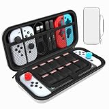 Aurenne switch用 ケース 有機el 対応 カバー 持ち運び ゲームカード 収納 防水 保護 大容量 白
