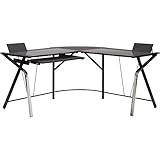 タブレッ対応ガラスPCデスク L型 幅150cm 昇降式タブレットスタンド/スライド式キーボードテーブル付き