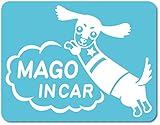 imoninn MAGO in car ステッカー　【マグネットタイプ】　No.38　ミニチュアダックスさん　（水色）