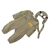 Lovoski 赤ちゃん　男の子　かっこいい　パイロット　海軍服　長袖　ロンパース　ボディースーツ　フード付　衣装　全3サイズ - 80