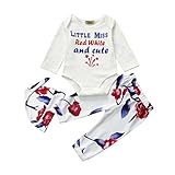 杜屋トヤ　赤ちゃん、レタープリント、ジャージー+パンツ+帽子　かわいいデザイン　気持ちいい　可愛い　カジュアル　赤ちゃん　女の子　男の子　ユニセックス　3点セット　Little Miss Red ホワ