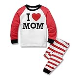 Gold treasure綿100%子供パジャマ長袖 キッズ 漫画の私は私の父と母を愛し寝間着2-7歳 (130cm(7歳), 赤)