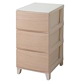 山善(YAMAZEN) リビングチェスト 3段 木目調 スリムタイプ ホワイト MYLC-343(WH)