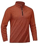 [KEFITEVD] トレーナー 長袖 スポーツシャツ ハーフジップアップ ランニングシャツ メンズ フィットネス tシャツ アクティブ トレーニングtシャツ ダークオレンジ L