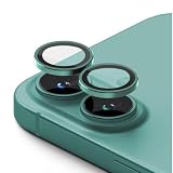 Hohotoon iphone16/16 plus用 カメラ保護フィルム アイフォン16 /16プラス カメラフィルム レンズカバー アルミ合金製＋AR高透過率強化ガラス 0.25mm超薄 黒縁取り 航空材料 レンズ保護ケース 9H 防爆裂 ・耐衝撃・スクラッチ防止・露出オーバー防止・ケースに干涉なし(うす緑色 1セット)