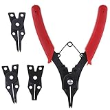 Baosity スナップリングプライヤー　内部/外部サークリップ　3個ヘッド付（45度/90度/180度）　コンビネーション 保持 サークリップ クリップツール - 赤