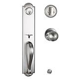 mdhst2018玄関Handlesetデッドボルトと内部ノブと外部ドアとフロントのドアでサテンニッケル仕上げ、SN MDHST2018SN-AMZ