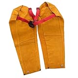 Fenteer 溶接用　保護スリーブ　牛革製　1対　二層　耐熱　耐磨耗性　断熱　2サイズ　イエロー - 56cm