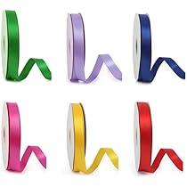 Amazon.co.jp: 60Mレインボーサテンリボン 幅5cmのカラフルな