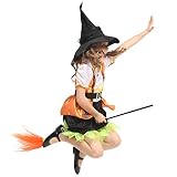 子供の赤ちゃんの女の子の魔女のドレスアップハロウィーンの子供の服の衣裳の服のドレスパーティードレス+魔女の帽子+ベルト（5-12） (Size : M(5-7years))