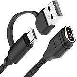 ガーミン充電ケーブル用 2in1 USB-C/USB-A ガーミン充電器 (1本）1m編み込み充電ケーブル for Fenix 8 7 7S 7X 6 6S 6X 5 5S Forerunner 245 945 Instinct 2 2S Vivoactive 4 4S 3 Vivosmart 5等など対応）