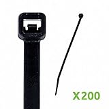 NavePoint 14 Inch Nylon UV Resistant Cable Wire Zip Tie 50 lbs - Black 200 Pack Lot Pcs Qty [並行輸入品]