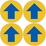 「円形・青色矢印」 床や路面に直接貼れる 路面表示ステッカー 各100X100mm ４枚組