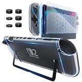 Switch 2 カバー HEYSTOP Switch 2対応 ケース キーボードキーキャップ付き 保護カバー スイッチ 2用 耐衝撃 軽量 薄型 透明 スイッチ 2 カバー＋Switch 2ガラスフィルム１枚＋親指キャップ ドック対応 着脱簡単 スタイリッシュデザイン 指紋防止