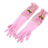 2ペアのゴム手袋クリーニング手袋防水手袋厚手のキッチン手袋、ピンク