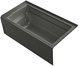 KOHLER K-1122-XHGRA-58 Archer 60-Inch x 32-Inch Alcove Whirlpool Bubble Massage Air Bath with Integr