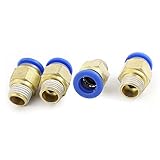 uxcell クイックカプラ　空気圧クリック継手　エアコンプレッサー　1/4PTオスねじ　チューブ直径10mm　4個