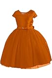 (アイビードレシング) Ivydressing 子供ドレス パーティードレス ウェディング フラワーガールドレス ジュニアドレス 披露宴 発表会 演奏会 多色 結婚式 プリンセス-140-オレンジ