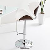 【絶妙な曲げ木のデザインが身体にフィット】 木目調 お洒落カウンターチェアー クッション座面 広々設計 ホワイト色